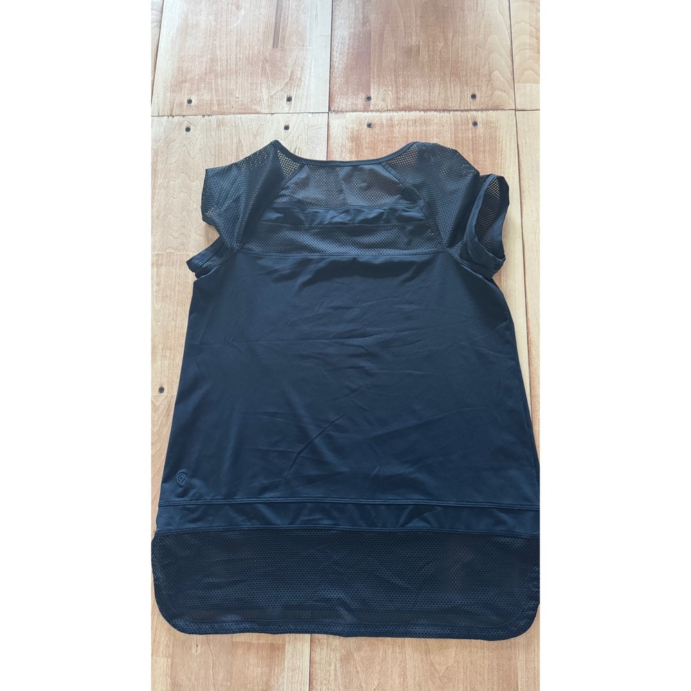 Champion Womens Black Mesh Panel Activewear Short Sleeve Workout Top Tee Small‎ - Picture 4 of 5